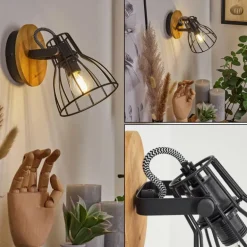 Applique murale Tros Écru, Noir, 1 lumière