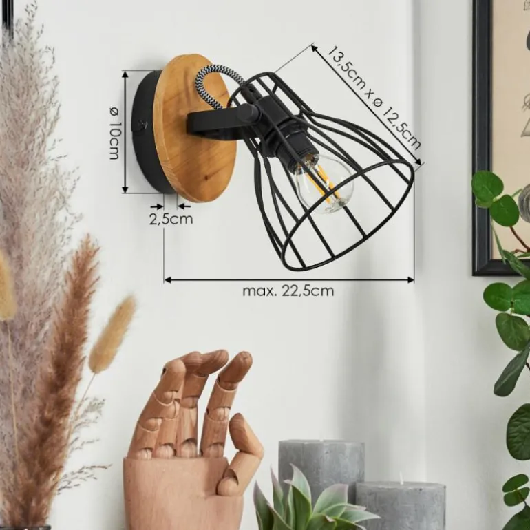 Applique murale Tros Écru, Noir, 1 lumière