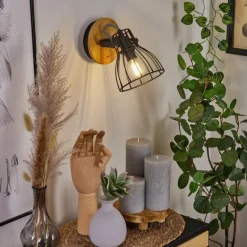 Applique murale Tros Écru, Noir, 1 lumière