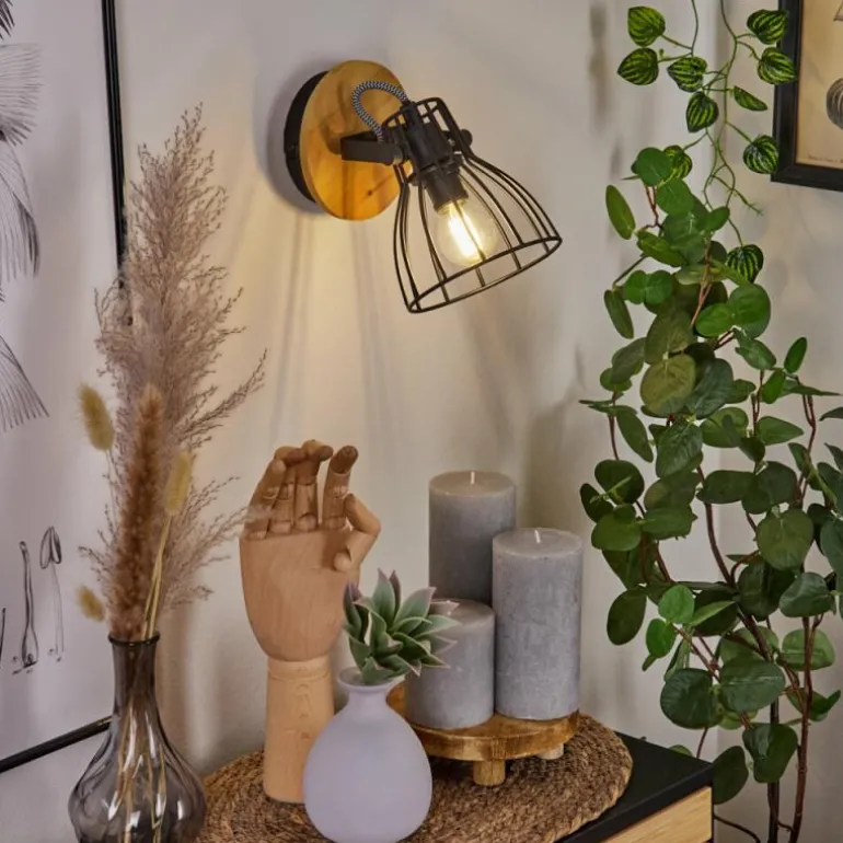 Applique murale Tros Écru, Noir, 1 lumière