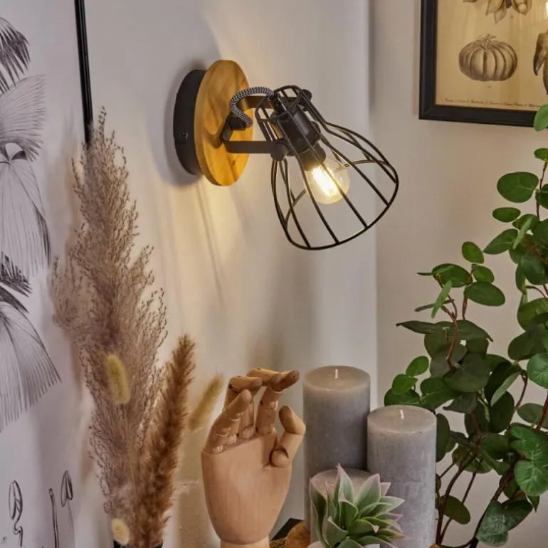 Applique murale Tros Écru, Noir, 1 lumière