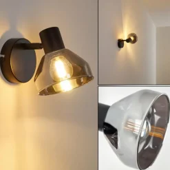 Applique murale Tyksov Noir, 1 lumière