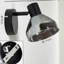 Applique murale Tyksov Noir, 1 lumière