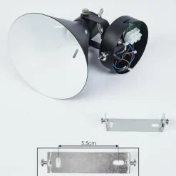 Applique murale Upiano Chrome, Noir, 1 lumière