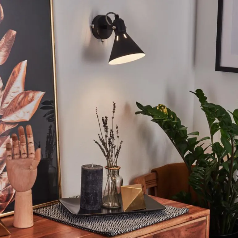 Applique murale Upiano Chrome, Noir, 1 lumière