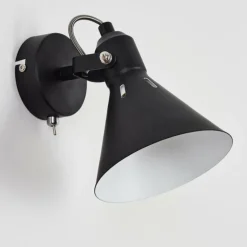 Applique murale Upiano Chrome, Noir, 1 lumière