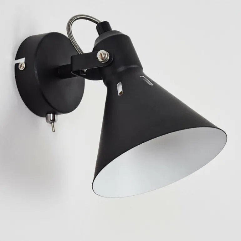 Applique murale Upiano Chrome, Noir, 1 lumière