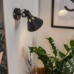 Applique murale Upiano Chrome, Noir, 1 lumière