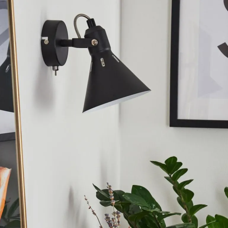 Applique murale Upiano Chrome, Noir, 1 lumière