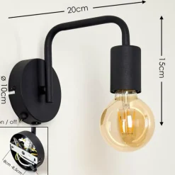 Applique murale Valocolla Noir, 1 lumière