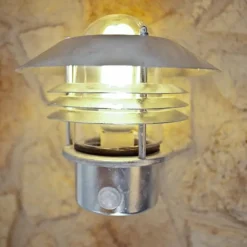 Applique Nordlux Vejers Acier inoxydable, Transparent, Zingué, 1 lumière, Détecteur de mouvement