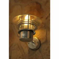 Applique Nordlux Vejers Acier inoxydable, Transparent, Zingué, 1 lumière, Détecteur de mouvement