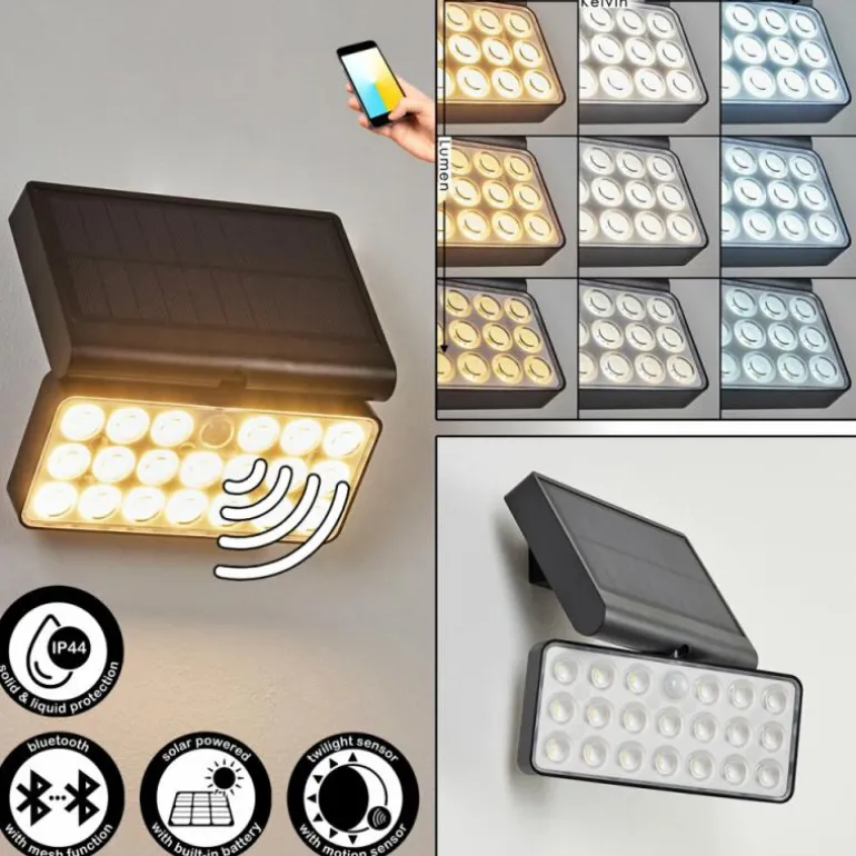 applique solaire Estampes LED Anthracite, 1 lumière, Détecteur de mouvement