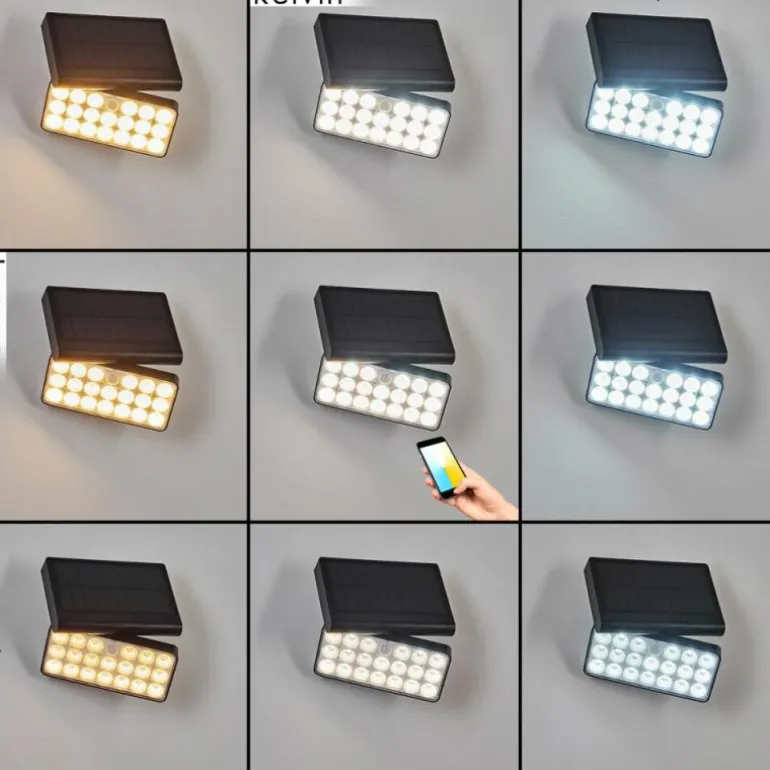 applique solaire Estampes LED Anthracite, 1 lumière, Détecteur de mouvement
