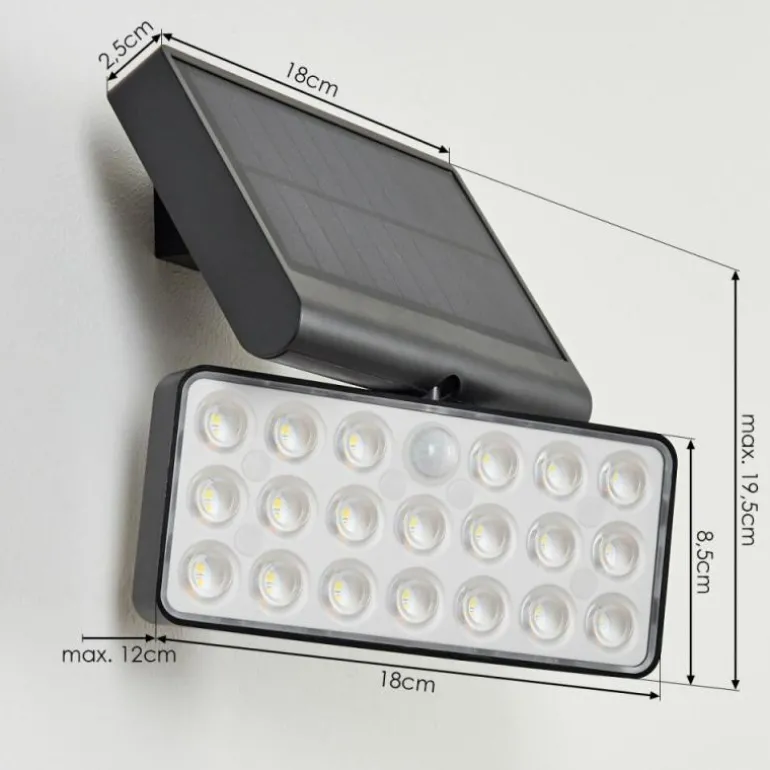 applique solaire Estampes LED Anthracite, 1 lumière, Détecteur de mouvement