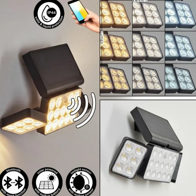 applique solaire Estampes LED Anthracite, 1 lumière, Détecteur de mouvement