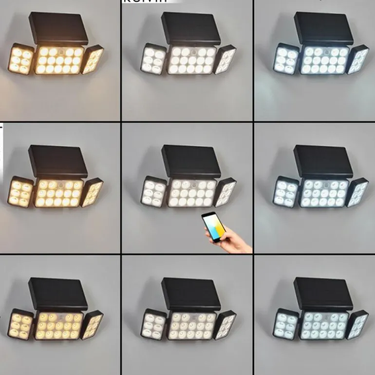 applique solaire Estampes LED Anthracite, 1 lumière, Détecteur de mouvement