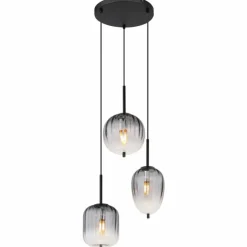 ATTILA Suspension Luminaires Globo Lighting Noir, 3 lumières