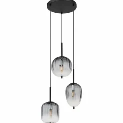 ATTILA Suspension Luminaires Globo Lighting Noir, 3 lumières