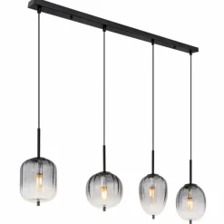 ATTILA Suspension Luminaires Globo Lighting Noir, 4 lumières