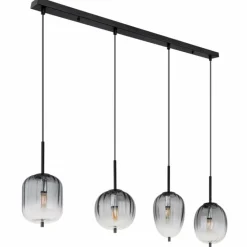 ATTILA Suspension Luminaires Globo Lighting Noir, 4 lumières