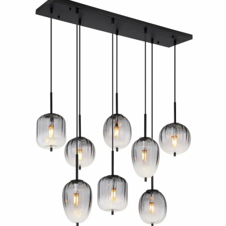 ATTILA Suspension Luminaires Globo Lighting Noir, 8 lumières