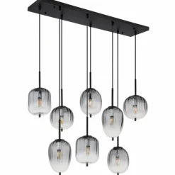 ATTILA Suspension Luminaires Globo Lighting Noir, 8 lumières