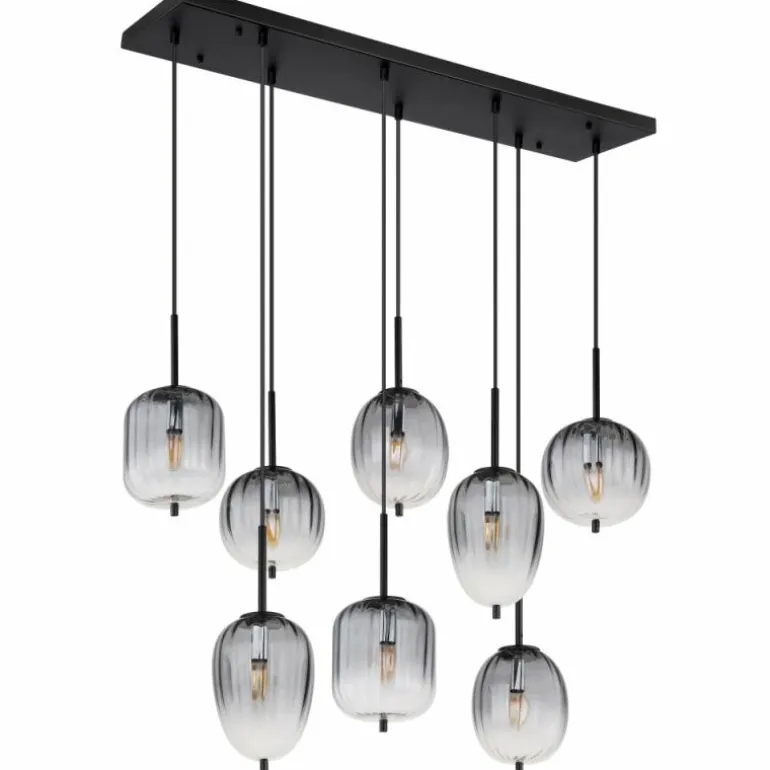 ATTILA Suspension Luminaires Globo Lighting Noir, 8 lumières