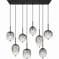 ATTILA Suspension Luminaires Globo Lighting Noir, 8 lumières