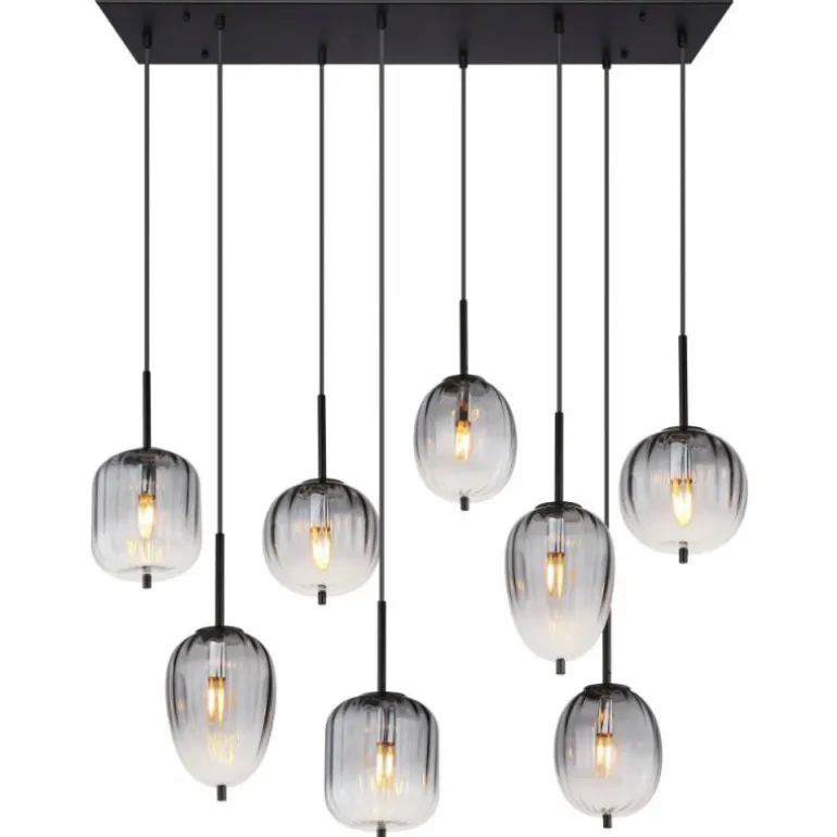 ATTILA Suspension Luminaires Globo Lighting Noir, 8 lumières