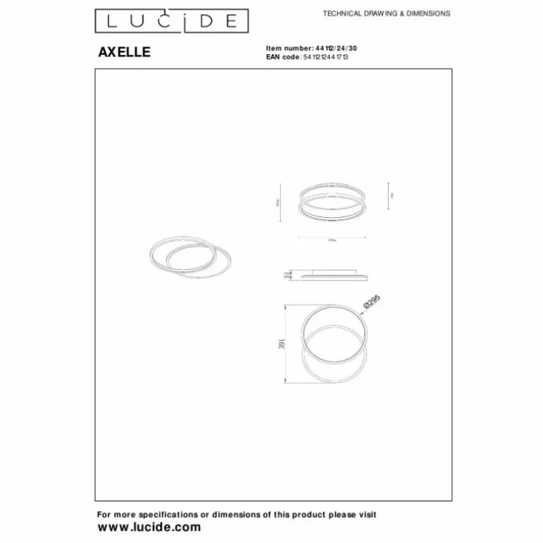 AXELLE Plafonnier Luminaires Lucide LED Noir, 1 lumière