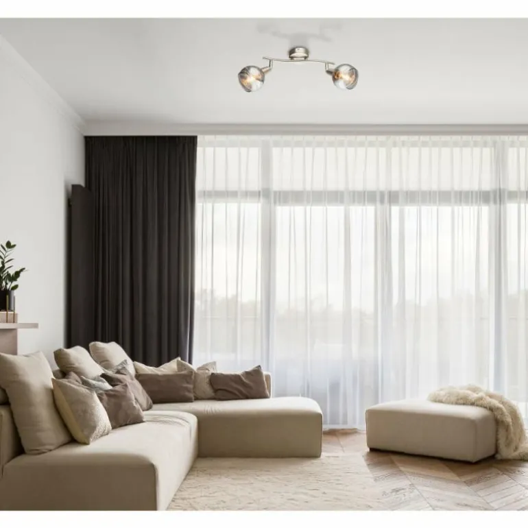 Ball Plafonnier Luminaires Globo Lighting Nickel mat, 2 lumières