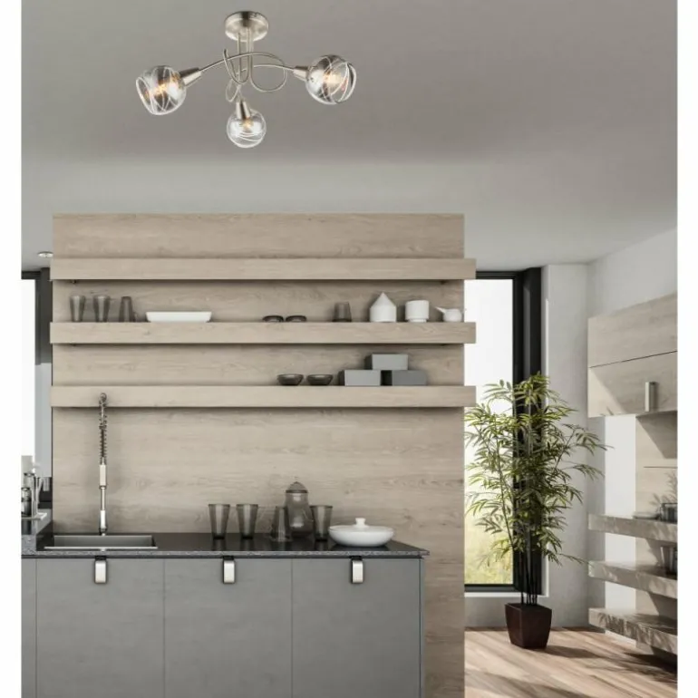 Ball Plafonnier Luminaires Globo Lighting Nickel mat, 3 lumières