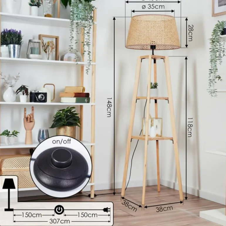 Barcos Lampadaire Écru, 1 lumière