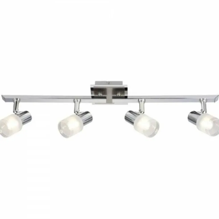 Barre de spots Brilliant Leuchten Lea Chrome, Blanc, 4 lumières