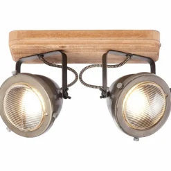 Barre de spots Brilliant Carmen Wood Acier inoxydable, 2 lumières
