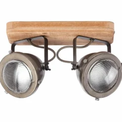 Barre de spots Brilliant Carmen Wood Acier inoxydable, 2 lumières