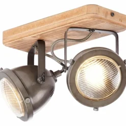 Barre de spots Brilliant Carmen Wood Acier inoxydable, 2 lumières