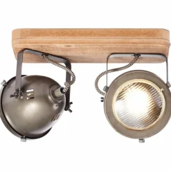 Barre de spots Brilliant Carmen Wood Acier inoxydable, 2 lumières