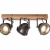 Barre de spots Brilliant Carmen Wood Acier inoxydable, 3 lumières