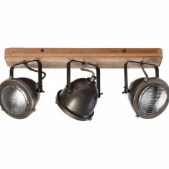 Barre de spots Brilliant Carmen Wood Acier inoxydable, 3 lumières