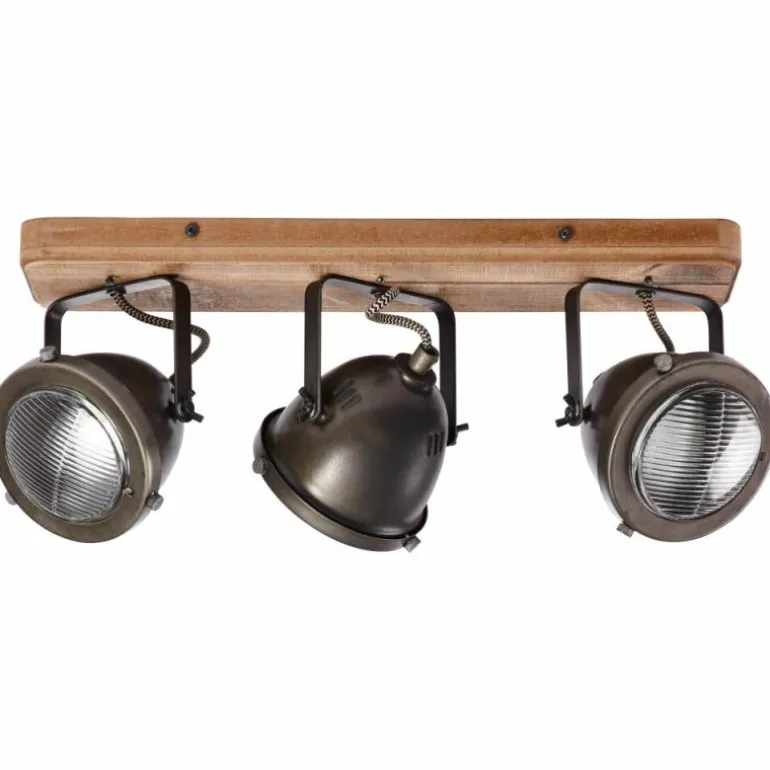 Barre de spots Brilliant Carmen Wood Acier inoxydable, 3 lumières