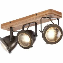 Barre de spots Brilliant Carmen Wood Acier inoxydable, 3 lumières