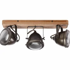 Barre de spots Brilliant Carmen Wood Acier inoxydable, 3 lumières