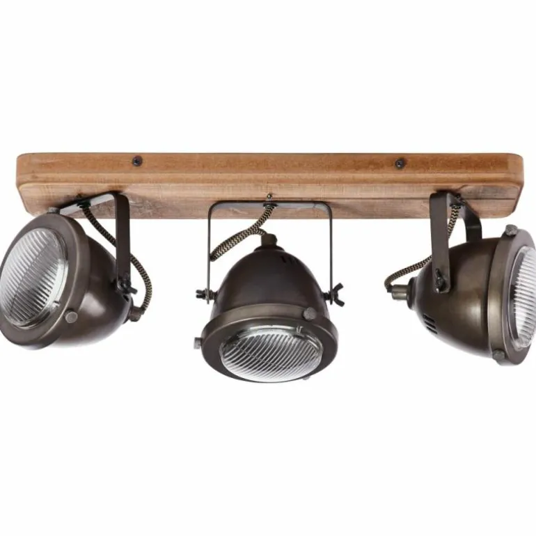 Barre de spots Brilliant Carmen Wood Acier inoxydable, 3 lumières