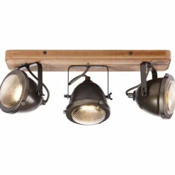 Barre de spots Brilliant Carmen Wood Acier inoxydable, 3 lumières