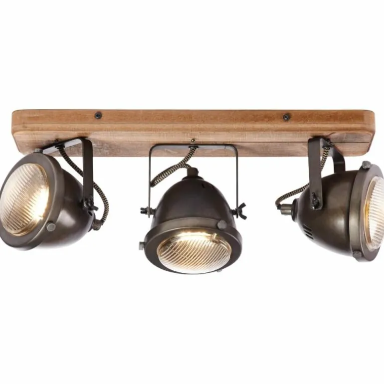 Barre de spots Brilliant Carmen Wood Acier inoxydable, 3 lumières