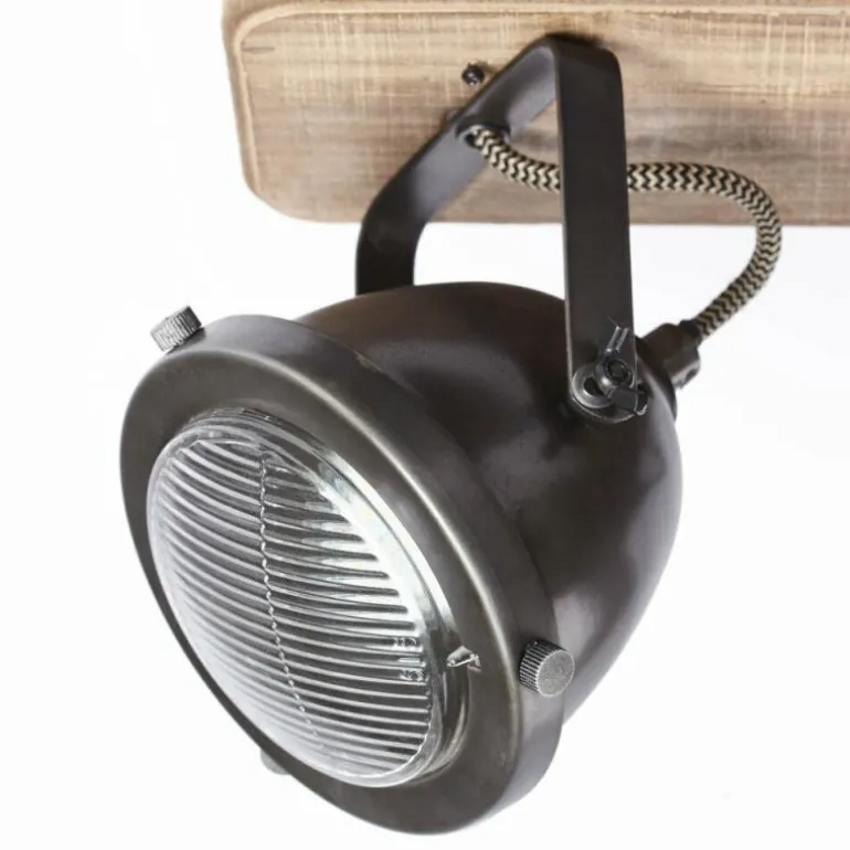 Barre de spots Brilliant Carmen Wood Acier inoxydable, 3 lumières