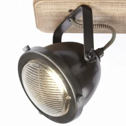 Barre de spots Brilliant Carmen Wood Acier inoxydable, 3 lumières