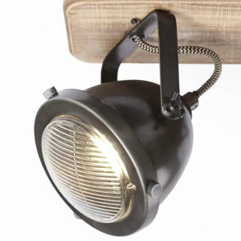 Barre de spots Brilliant Carmen Wood Acier inoxydable, 3 lumières